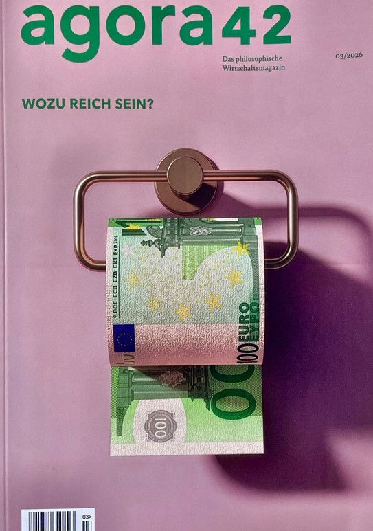 Das Bild zeigt das Cover des aktuellen Hefts mit einer Klorolle, die aus 100 Euro Scheinen besteht