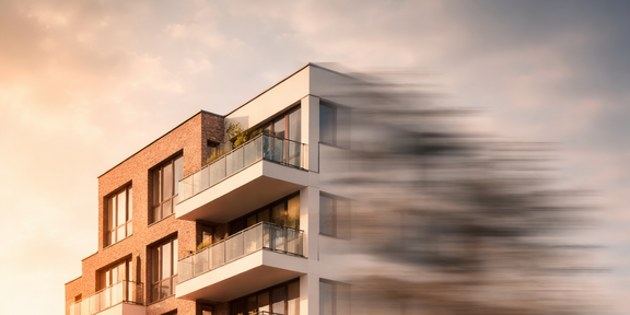 Bild zeigt einen Neubau (Mehrfamilienhaus)